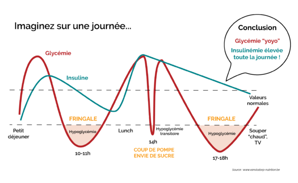 Evolution indice glycémique sur une journée